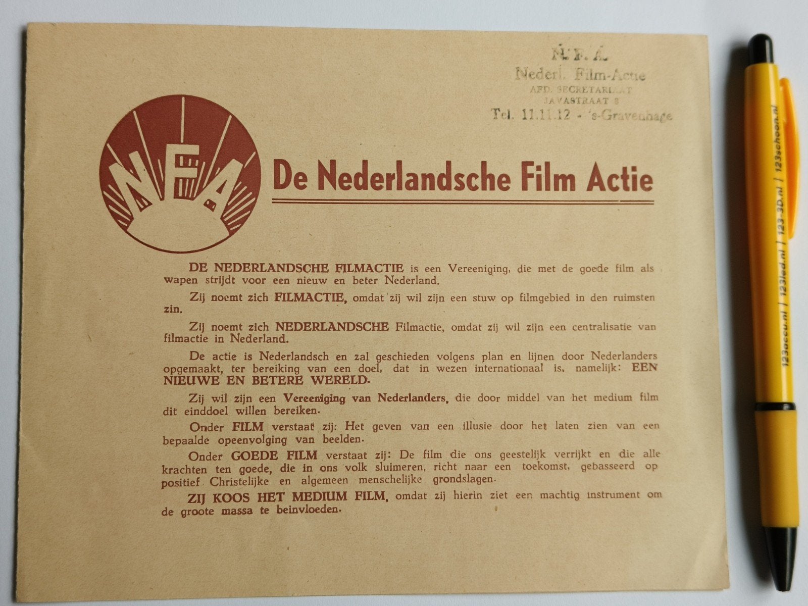 1946, NFA, DE NEDERLANDSCHE FILM ACTIE, WEDEROPBOUW, Ophalen of Verzenden, Gelezen