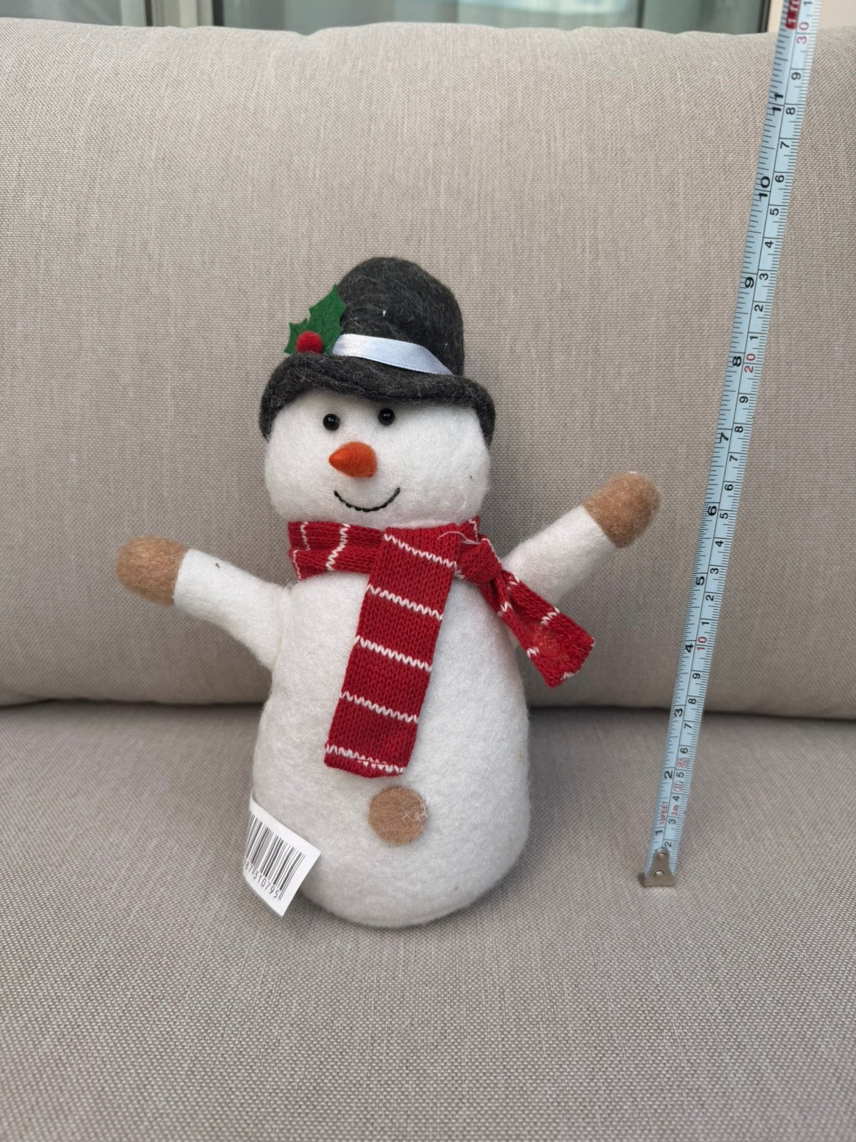 Zittend Kerst sneeuwpop decoratie met sjaal en hoed | 23 cm, Ophalen of Verzenden, Nieuw