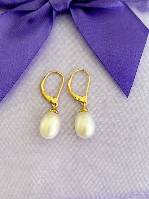 Parel Oorbellen Zuidzee Witte Parels Druppelvormig 14K Goud, Hangers, Wit, Nieuw, Ophalen of Verzenden