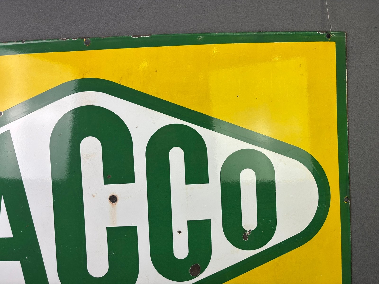 Oud origineel yacco olie emaille reclamebord 100 x 66 cm, Ophalen, Reclamebord, ., Zo goed als nieuw