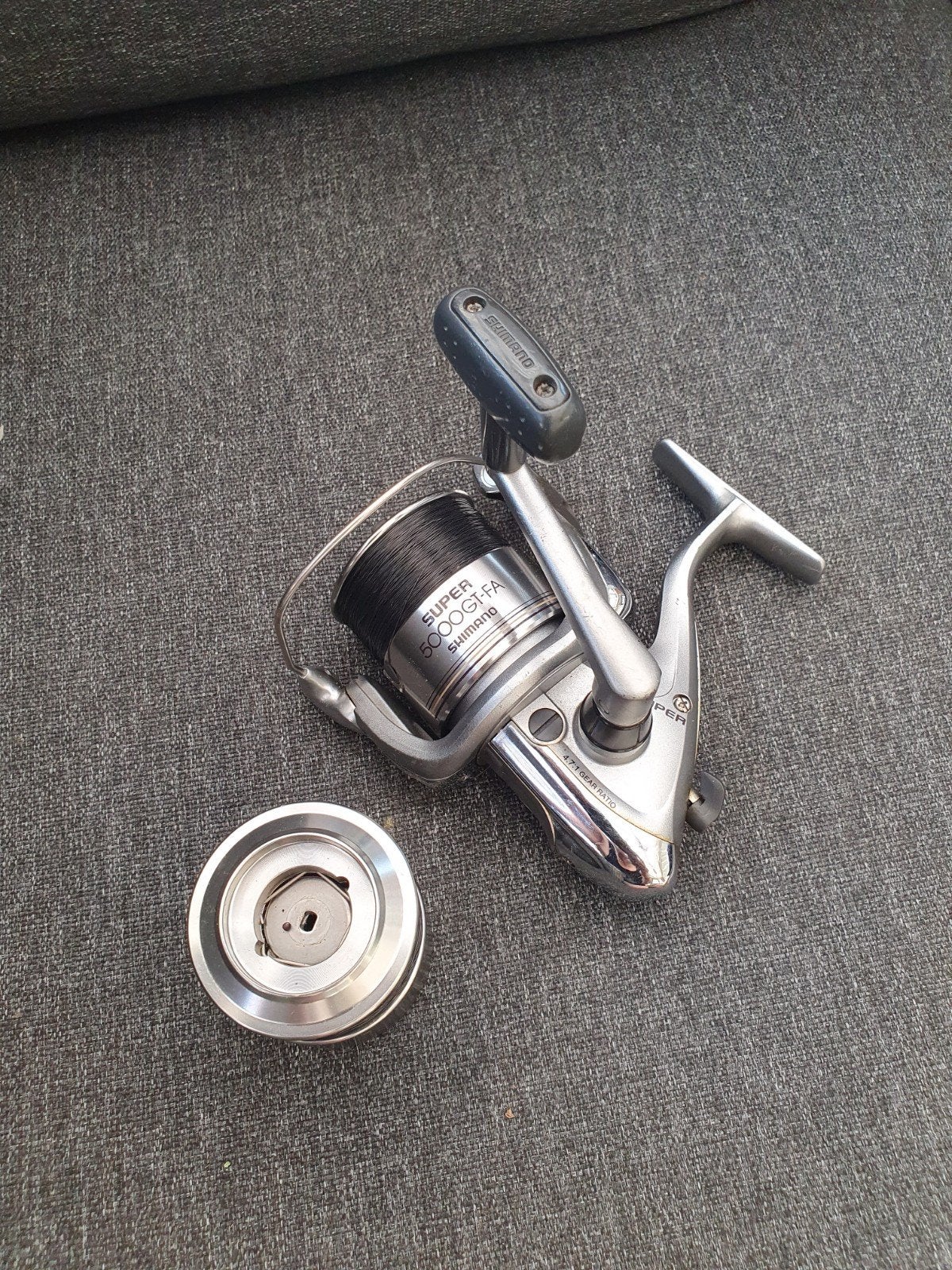 ***1 shimano 5000gt-fa super met res. spoel ***, Watersport en Boten, Ophalen of Verzenden, Gebruikt, Molen