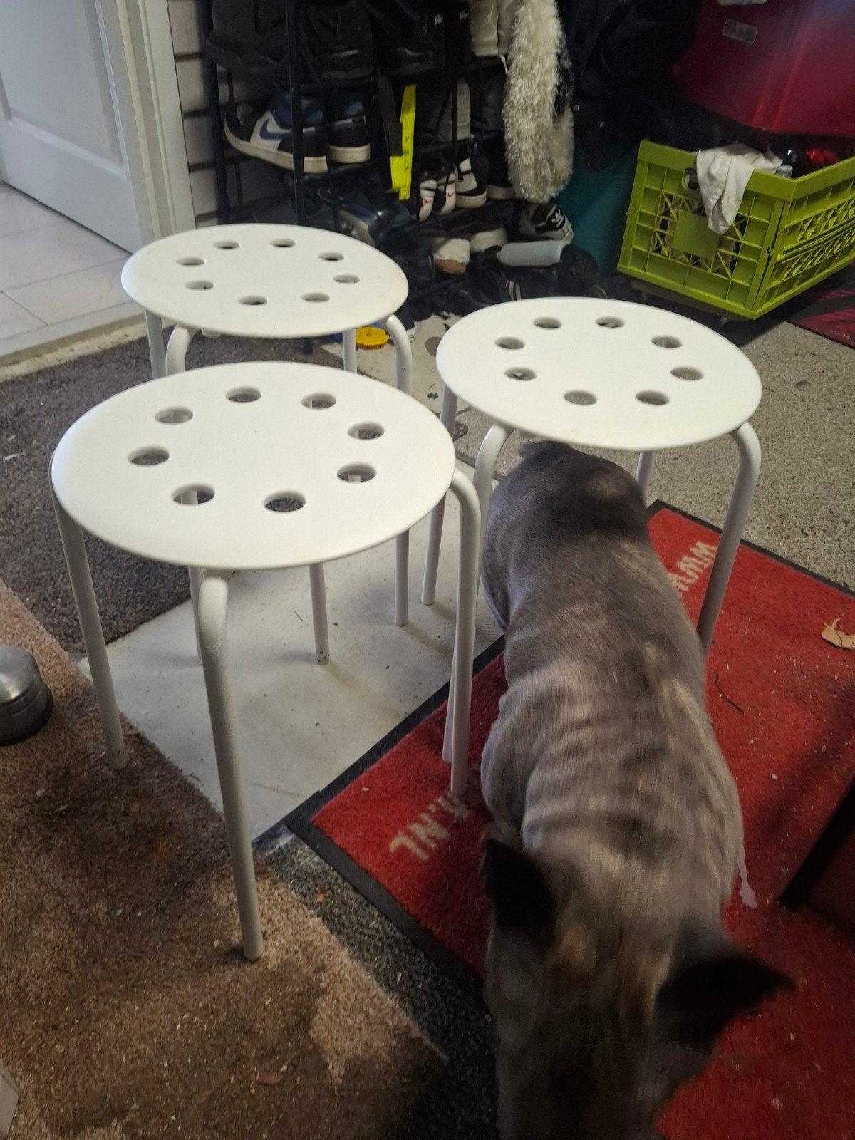 3 mooie witte krukjes, Ophalen, Zo goed als nieuw, Hout