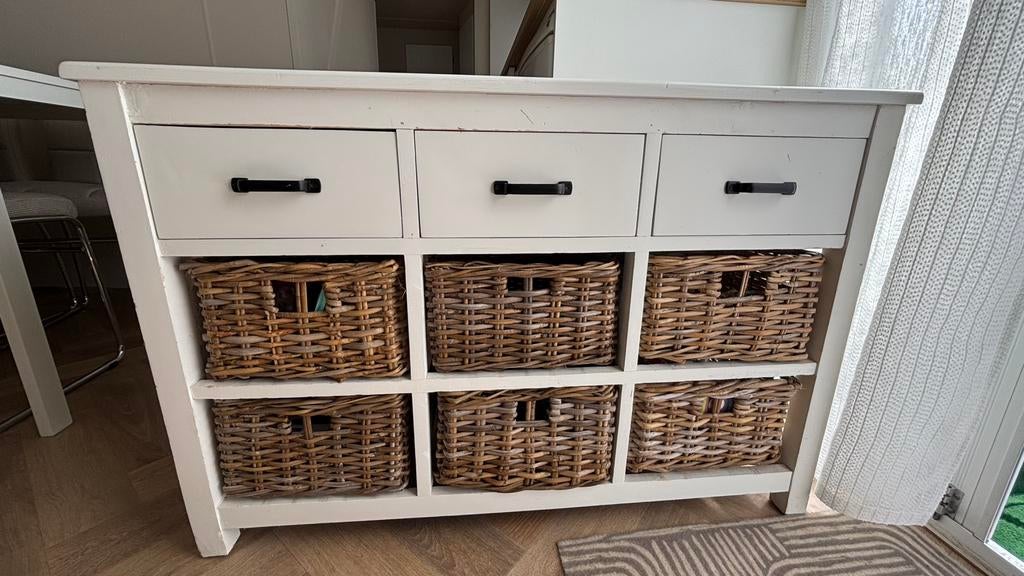 Ladekast met mandjes, Huis en Inrichting, Kasten | Dressoirs, Gebruikt, 100 tot 150 cm, Ophalen of Verzenden, Met lade(s)