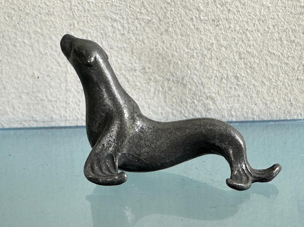 Oud Tin beeldje Zeehond 4.7/2.7 cm, Ophalen of Verzenden