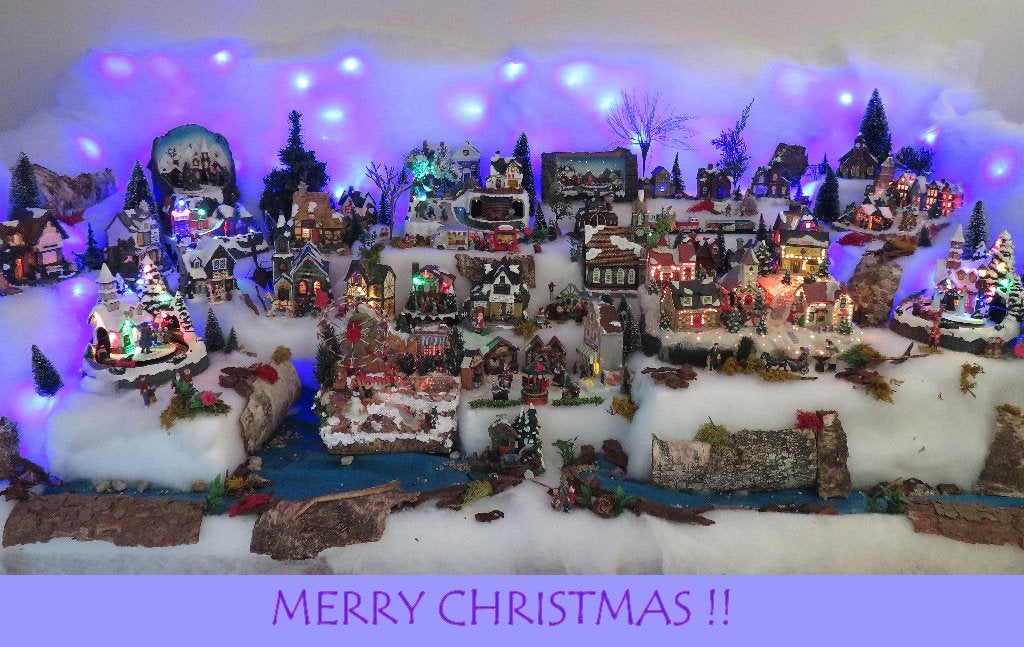 Mooi, groot en gezellig fiber kerstdorp, Ophalen, Gebruikt