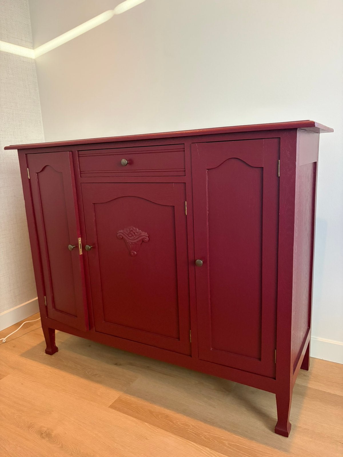 Brocante kastje dressoir vintage commode - bordeauxrood, Ophalen of Verzenden, Zo goed als nieuw, 25 tot 50 cm, 50 tot 100 cm