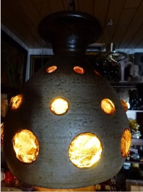 vintage keramiek hanglamp mid-century stukprijs, Huis en Inrichting, Lampen | Hanglampen, Ophalen, Overige materialen, Zo goed als nieuw