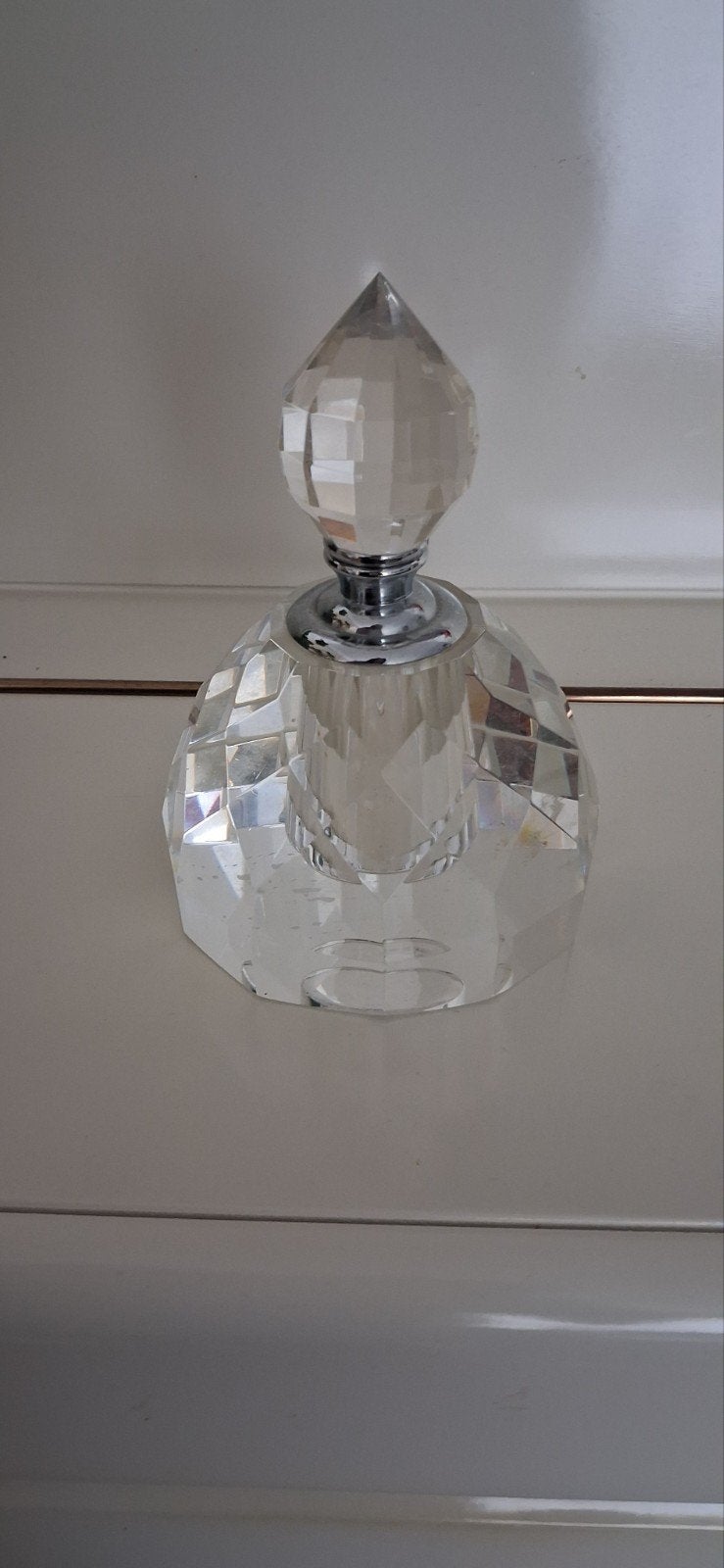 Prachtige Antieke Parfumfles van Geslepen Glas, Ophalen of Verzenden