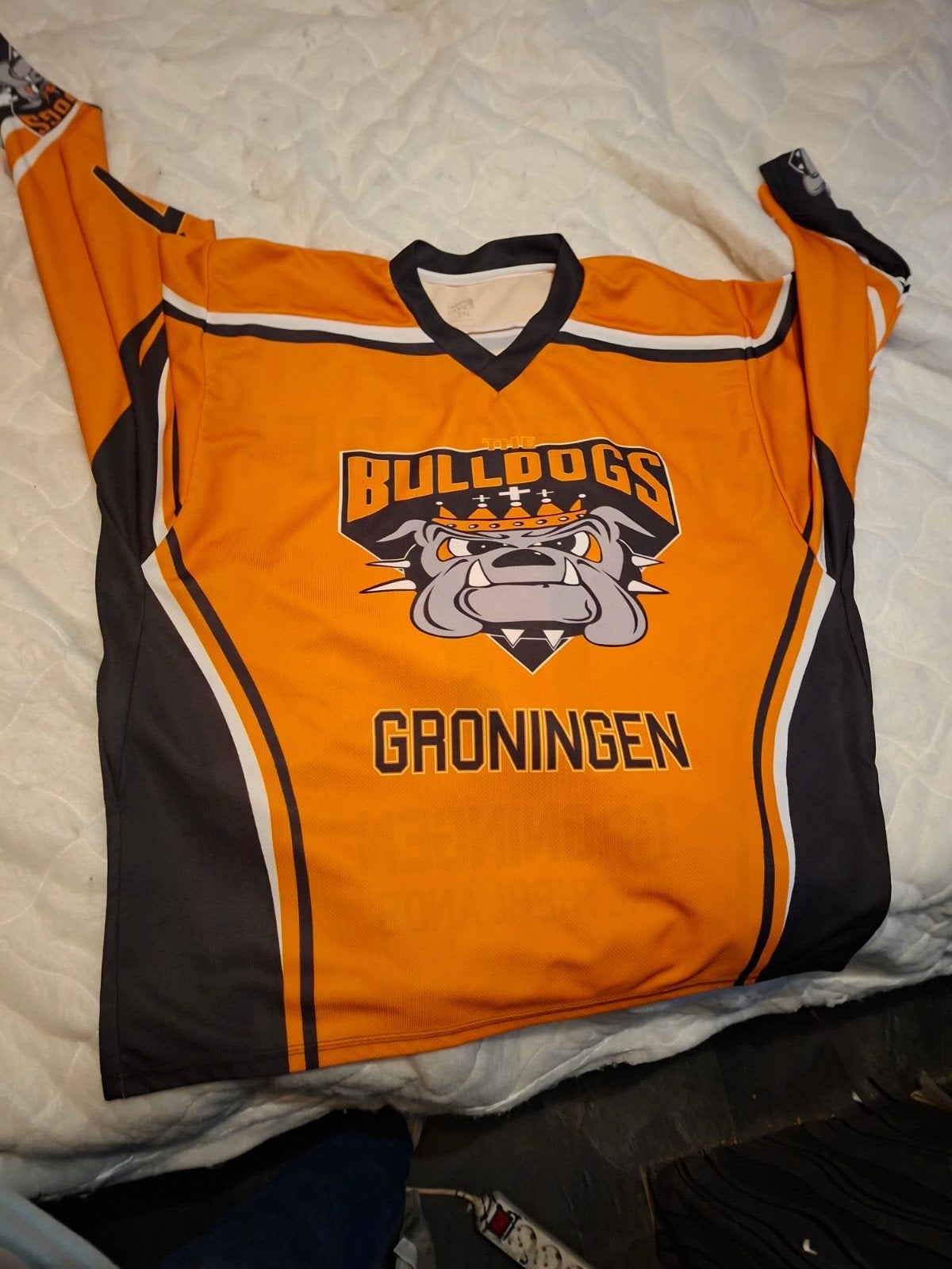 The Bulldogs Groningen ijshockey shirt - Maat L, Maat 52/54 (L), Overige typen, Oranje, Ophalen of Verzenden