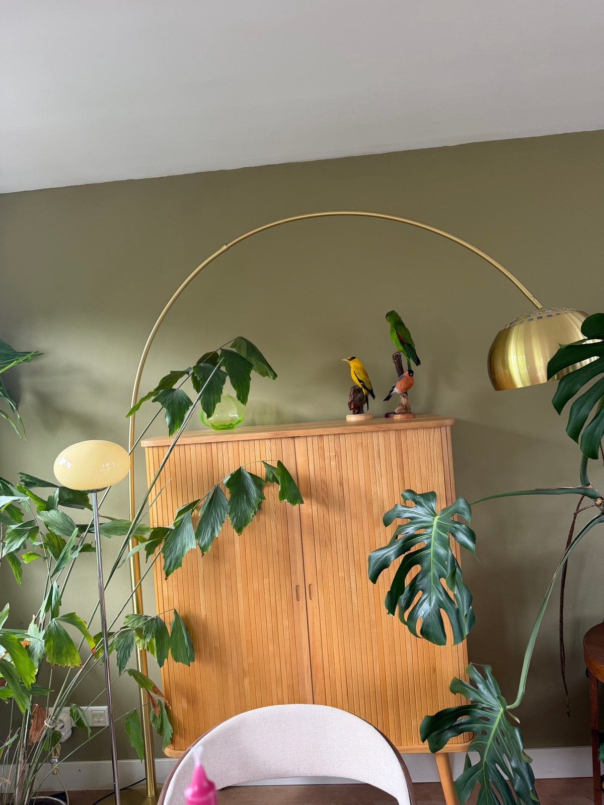 Gouden Zuiver booglamp met ronde kap, Huis en Inrichting, Ophalen, Gebruikt, 200 cm of meer, E27 (groot)