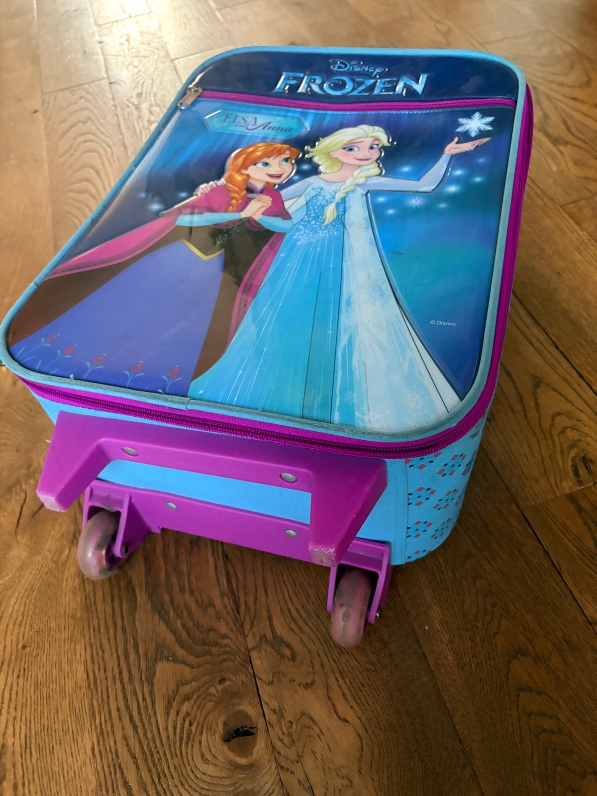 Disney Frozen kinderkoffer met wieltjes - Elsa & Anna, Gebruikt, 20 tot 30 cm, Blauw, Minder dan 40 cm