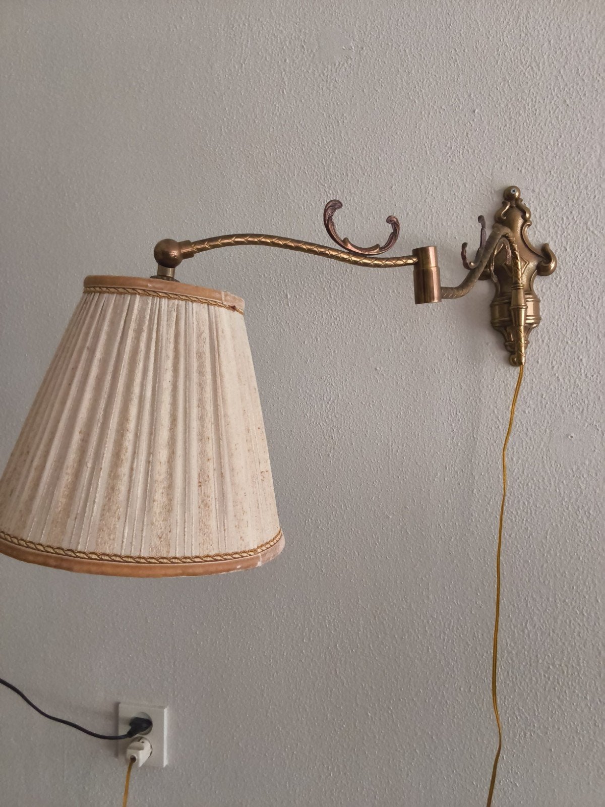 vintage messing wandlamp met zwenkarm, Ophalen