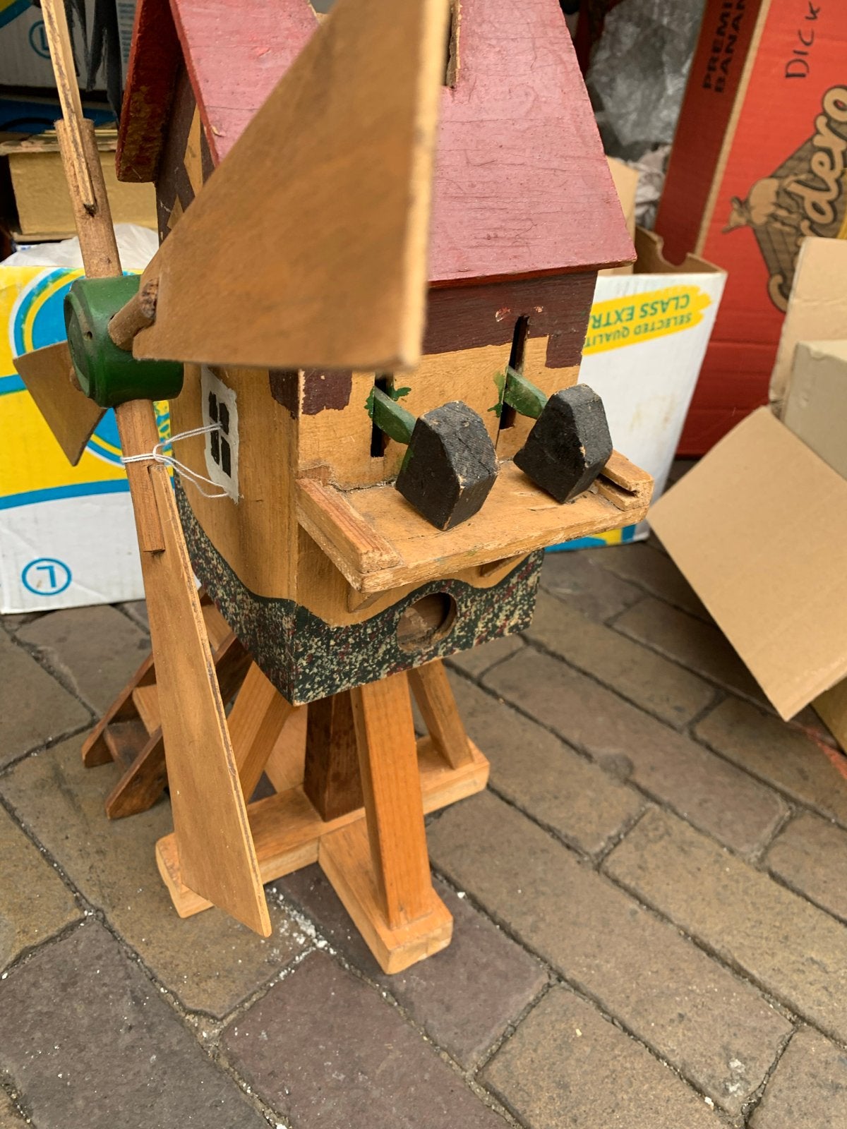 Unieke handgemaakte houten windmolen - Volkskunst, Ophalen of Verzenden
