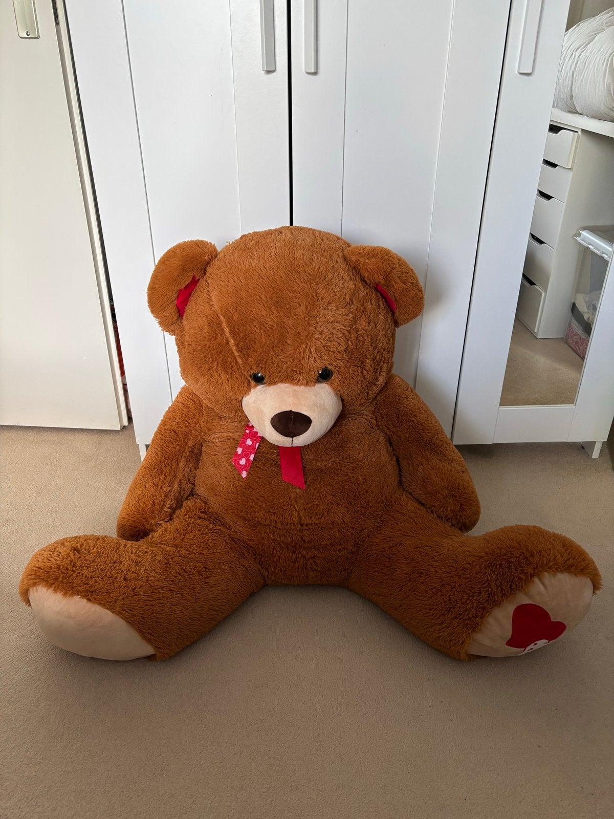 Grote knuffelbeer met hartjes, 70cm zittend, Ophalen, Beer, Zo goed als nieuw, Middelgroot (20 tot 80 cm)