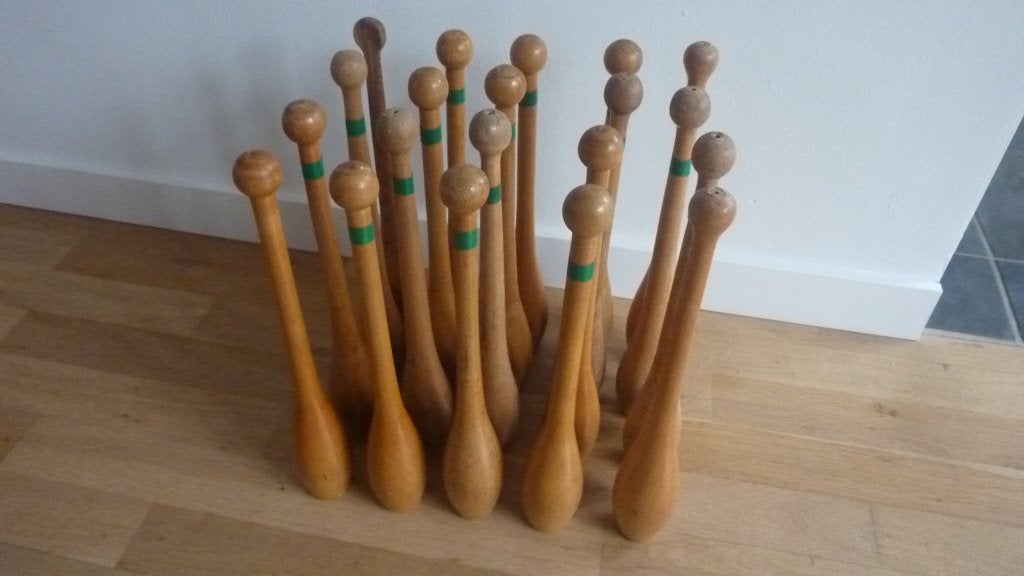 vintage gymknots, turnknots, houten kegel, knots, brocant, Ophalen of Verzenden