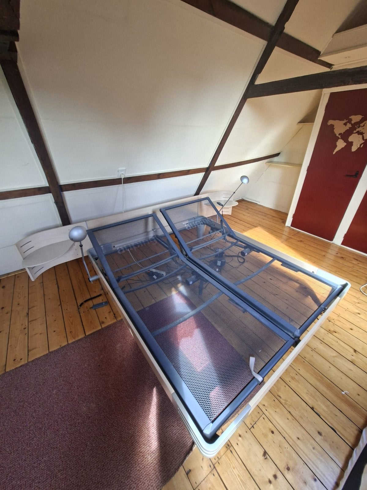 Auping Next kingsize bed met elektrisch verstelbare bodems, Ophalen, Tweepersoons, 180 cm, Hout