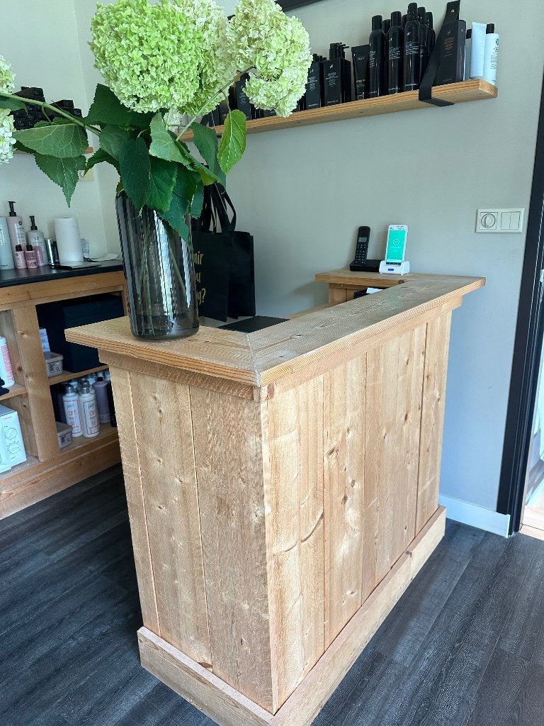 Houten Balie/Werktafel met Opbergruimte, Ophalen, Gebruikt