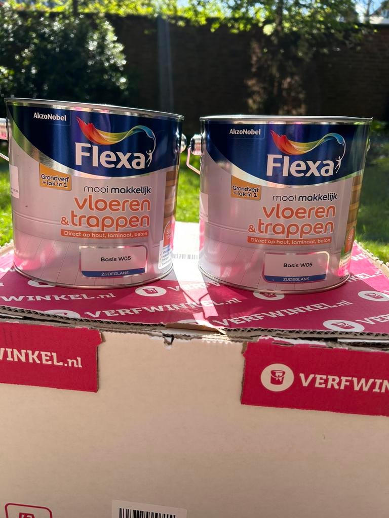 2 blikken flexa trap en vloer lak, Ophalen, Nieuw, Lak, Grijs