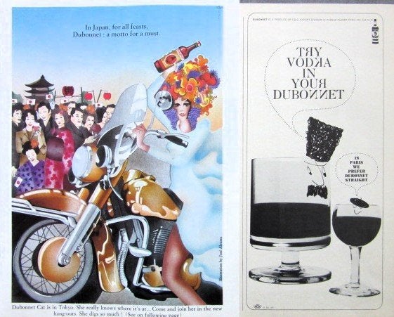 9 vintage advertenties reclames Dubonnet drank 60-70 drank, Ophalen of Verzenden, Gebruikt, Gebruiksvoorwerp