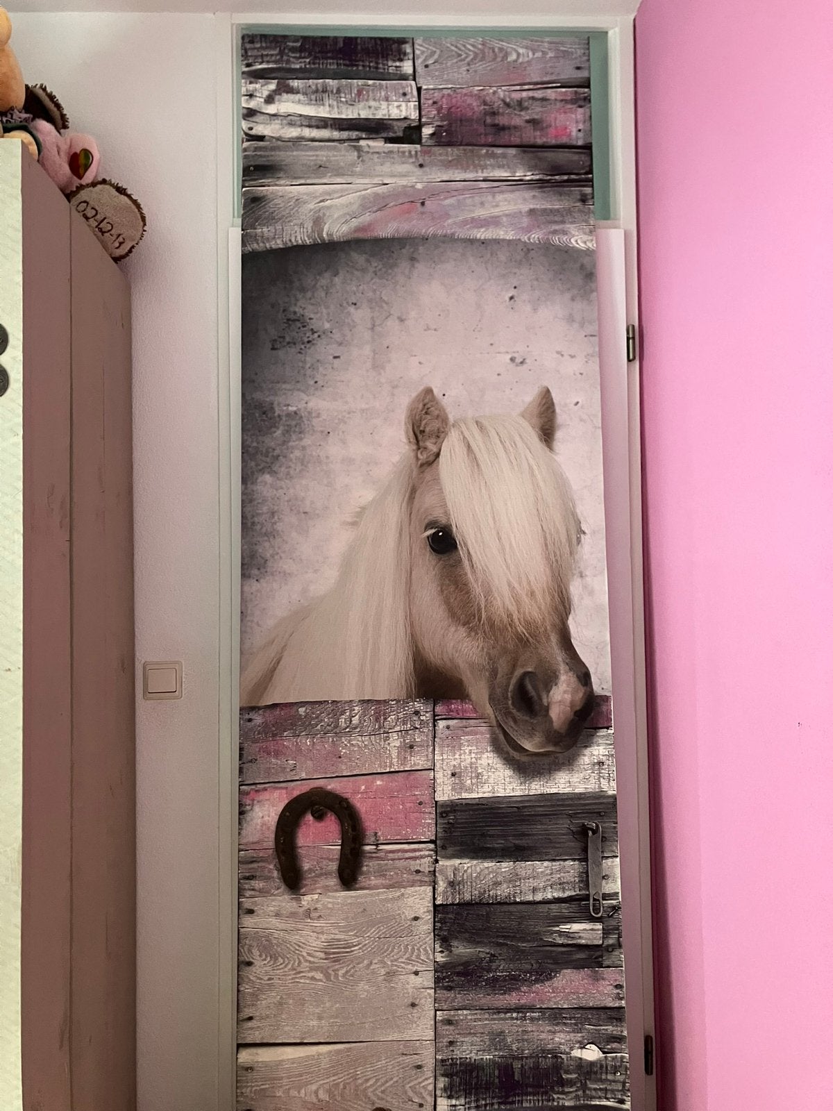 Te koop paardenposterin op hout gelijmd, Kinderen en Baby's, Kinderkamer | Commodes en Kasten, 105 cm of meer, Ophalen of Verzenden