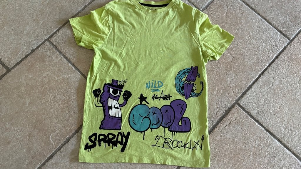 Shirt groen maat 146/152 100 % katoen, Ophalen of Verzenden, Gebruikt, Jongen of Meisje, Shirt of Longsleeve
