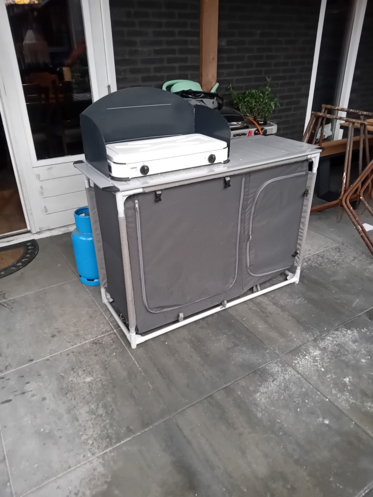 Campingkeuken met gasfornuis en opbergruimte, Caravans en Kamperen, Ophalen, Gebruikt