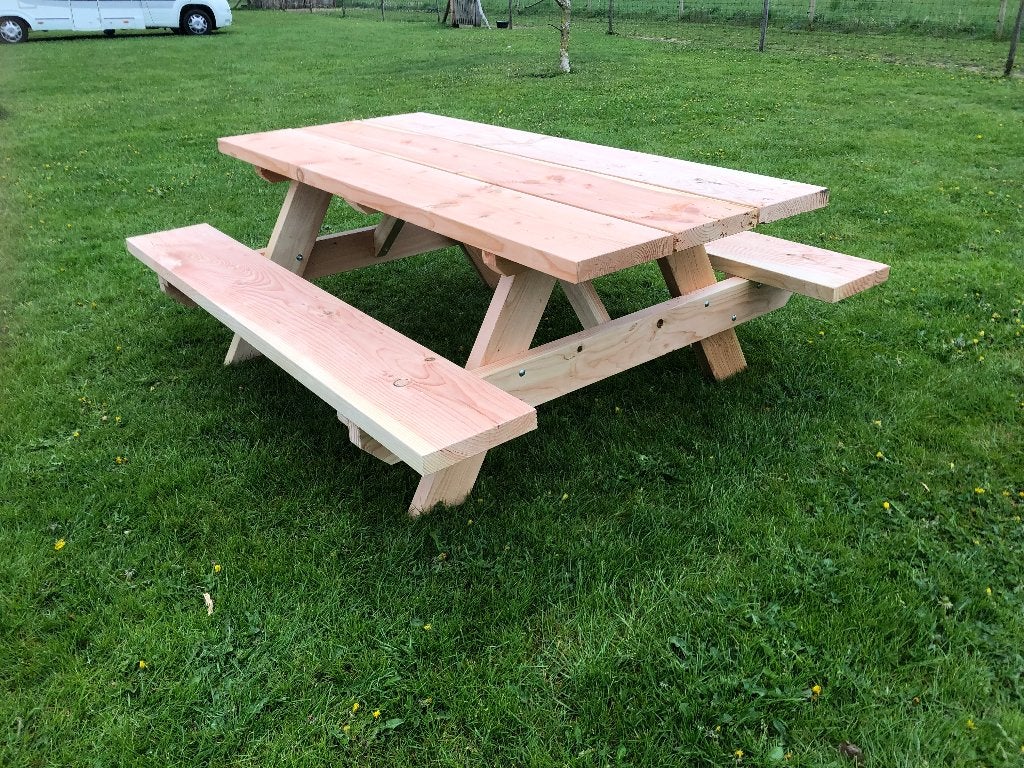 Robuuste douglas picknicktafel, Tuin en Terras, Picknicktafels, Ophalen of Verzenden, Nieuw, Rechthoekig, Hout
