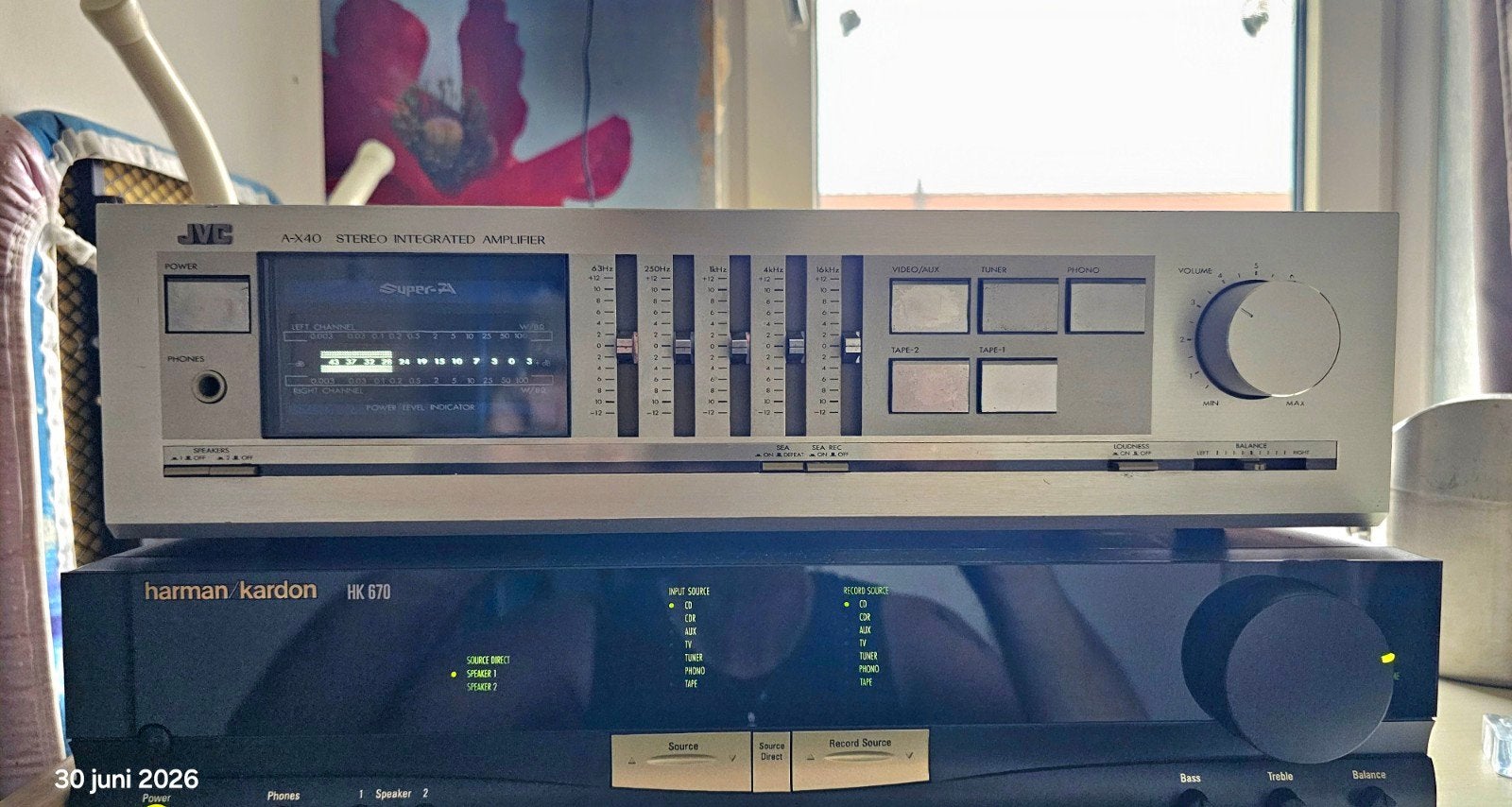 Een JVC A-AX40 audio versterker uit 1983., Audio, Tv en Foto, Versterkers en Receivers, Ophalen of Verzenden, JVC