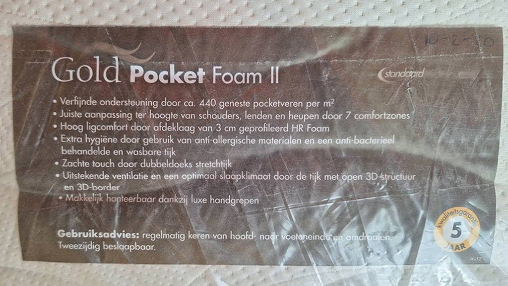 matras Gold Pocket Foam ll, Ophalen, 90 cm, Eenpersoons, Nieuw