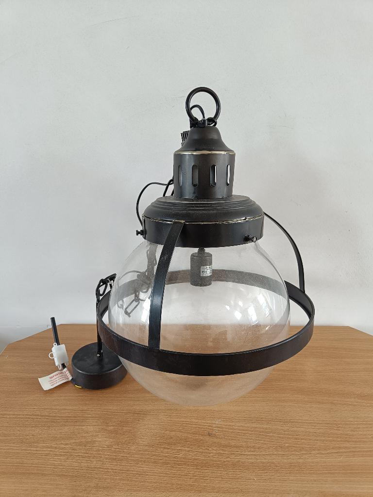 Riverdale Boston Hanglamp Metaal | Donkergrijs | 58 x 42 cm, Ophalen of Verzenden, Nieuw, Glas, Minder dan 50 cm