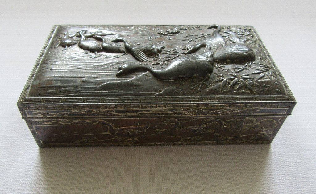 antiek japans chinees kistje ganzen gans sieraden oosters, Verzenden