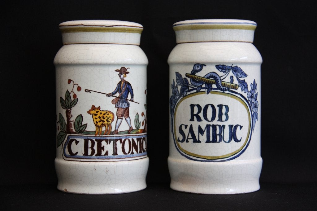 Twee grote apotheek potten, keramiek, ca 1920, Ophalen of Verzenden