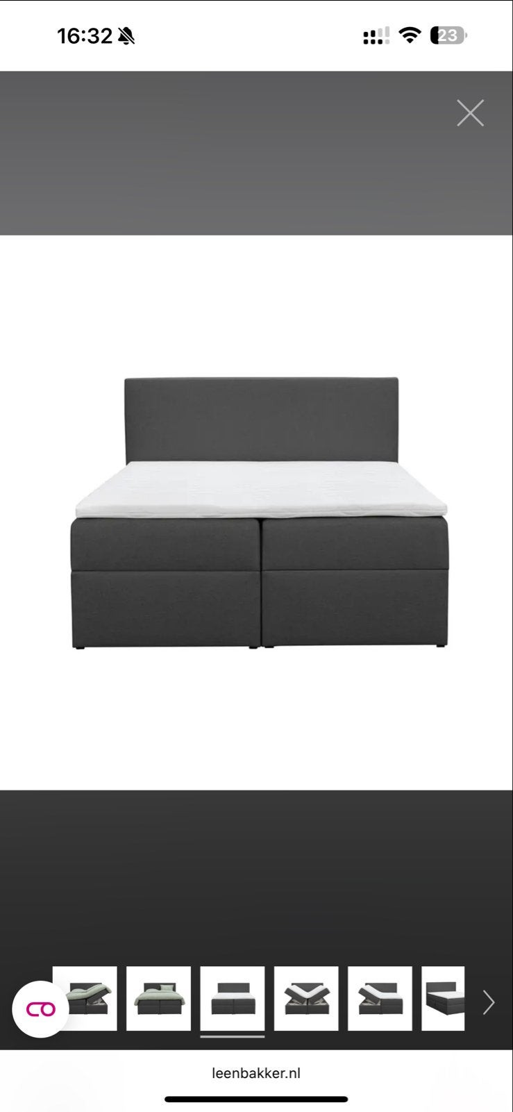 Grijs Leenbakker bed met opbergruimte, Huis en Inrichting, Ophalen of Verzenden, Gebruikt, Grijs