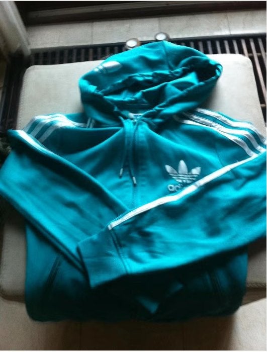 Meisjes trainingsjack Adidas turquoise mt 164, Adidas, Meisje, Sport- of Zwemkleding, Ophalen of Verzenden