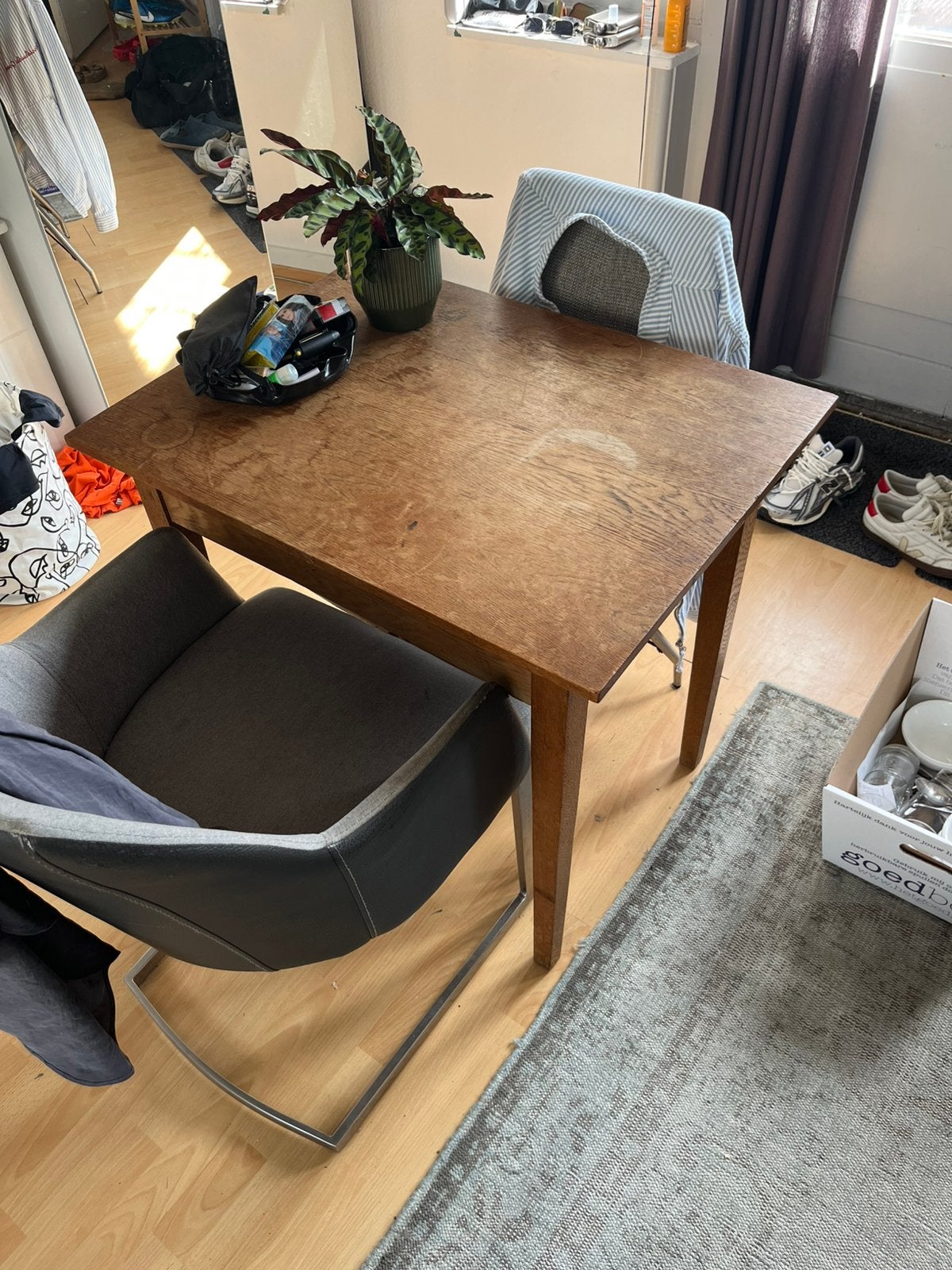 Houten tafel 80x60 en 75 hoog, Ophalen of Verzenden, Gebruikt, Rechthoekig, 50 tot 100 cm