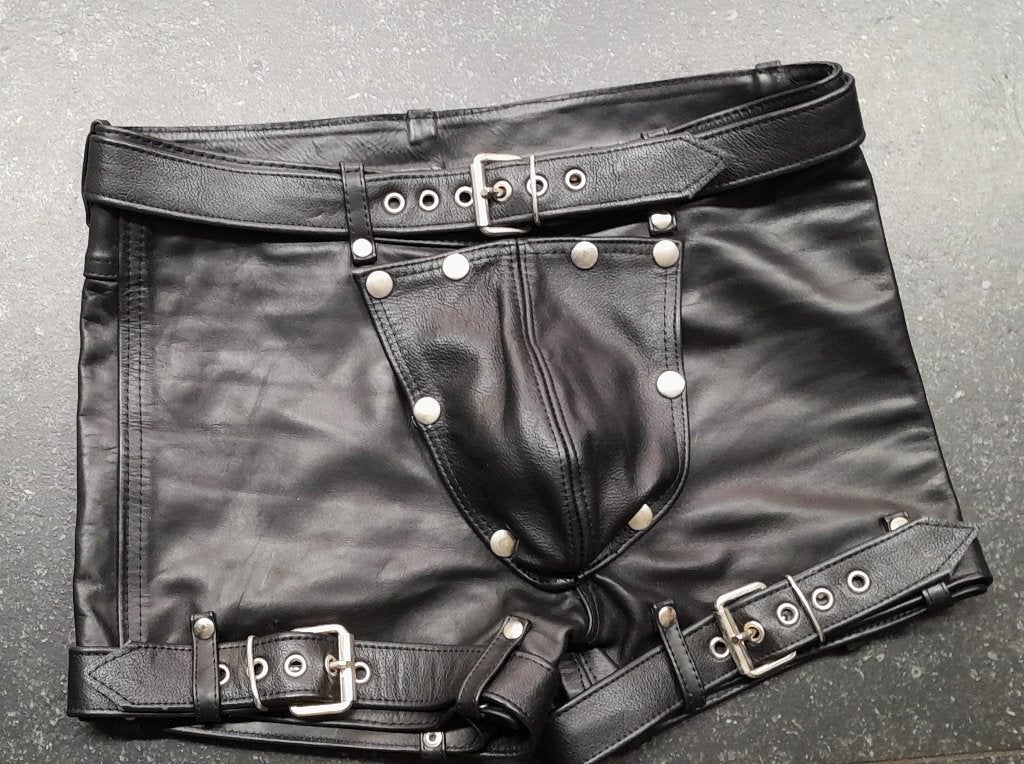 Leather bondage short, Ophalen of Verzenden, Zwart, Boxer