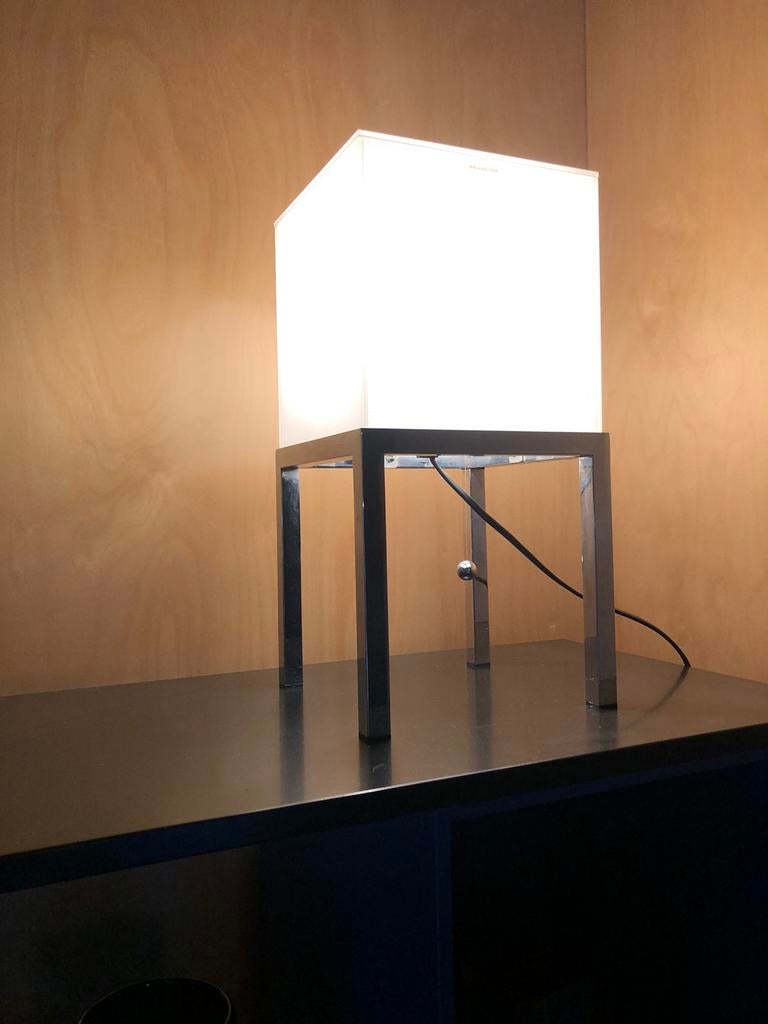 Design Prandina Italuaanse tafellamp sfeervol chroom - glas, Ophalen of Verzenden, Zo goed als nieuw, Glas, Minder dan 50 cm