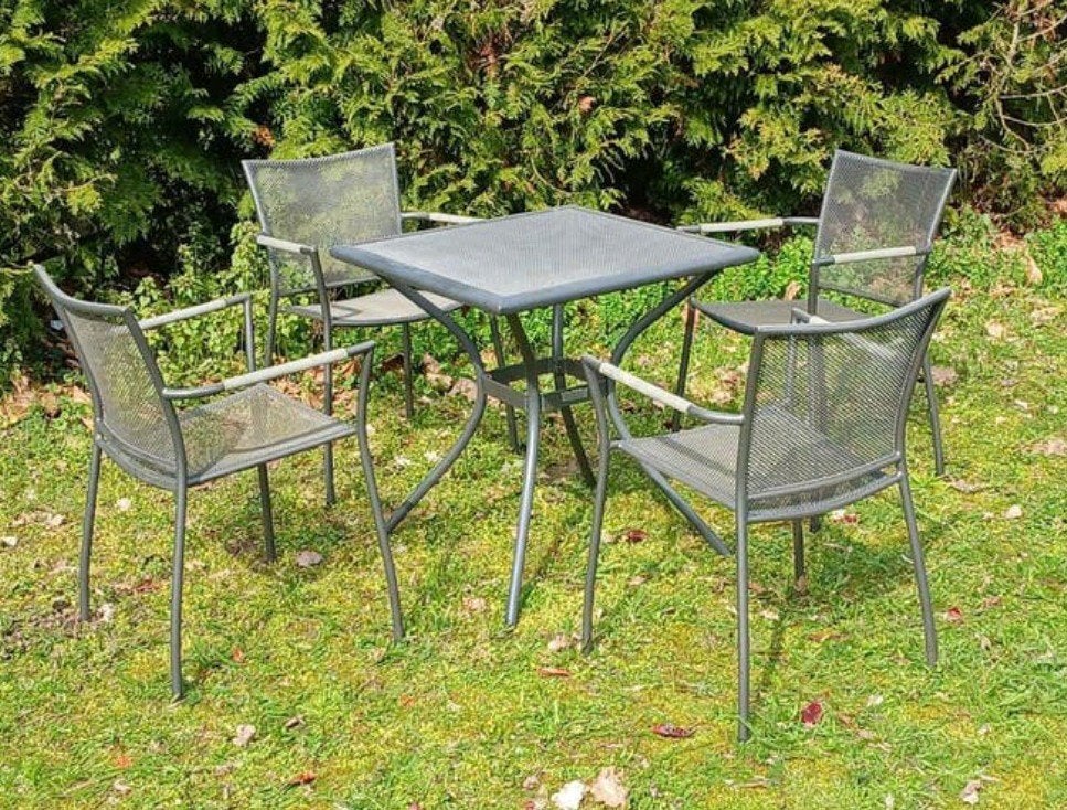 Royal Patio tuinset - 4 stoelen en tafel, Tuin en Terras, Tuinsets en Loungesets, Ophalen, 4 zitplaatsen, Gebruikt, Aluminium
