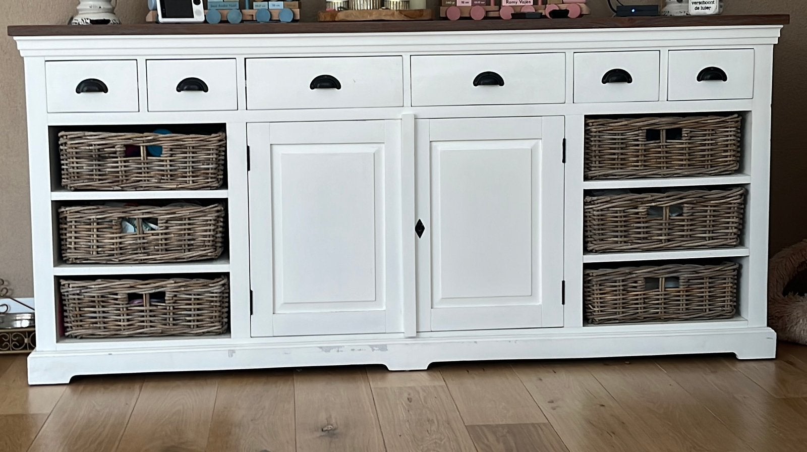 Prachtig landelijk wit dressoir Napoli – 195 cm, Huis en Inrichting, Ophalen, Gebruikt, 50 tot 75 cm, 150 tot 200 cm