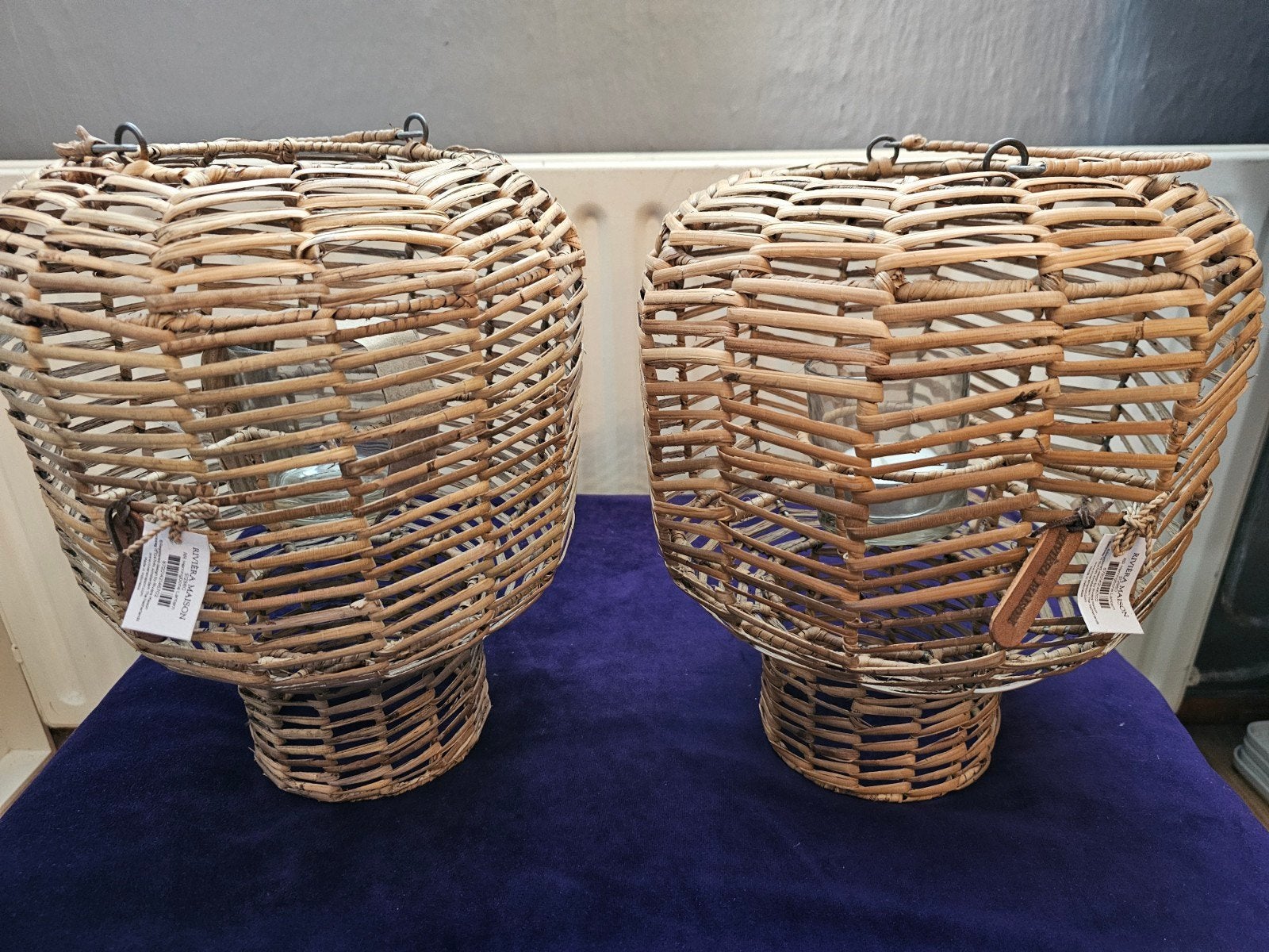 RIVIERA MAISON; 2 NIEUWE RATTAN WINDLICHTEN € 35,-, Ophalen, Nieuw