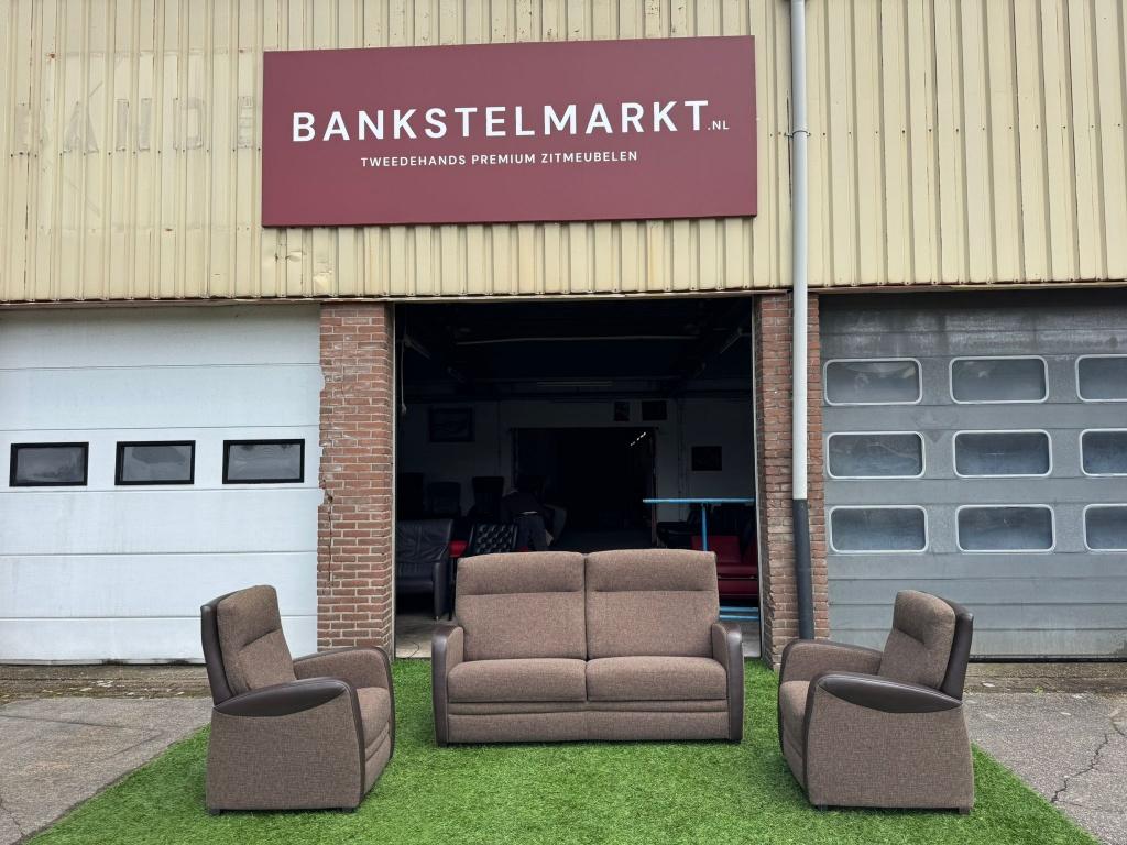 Bankstel Prominent Wellington bank stof leer fauteuils/stoel, Prominent, Pahest@hotmail.nl, Design, 75 tot 100 cm