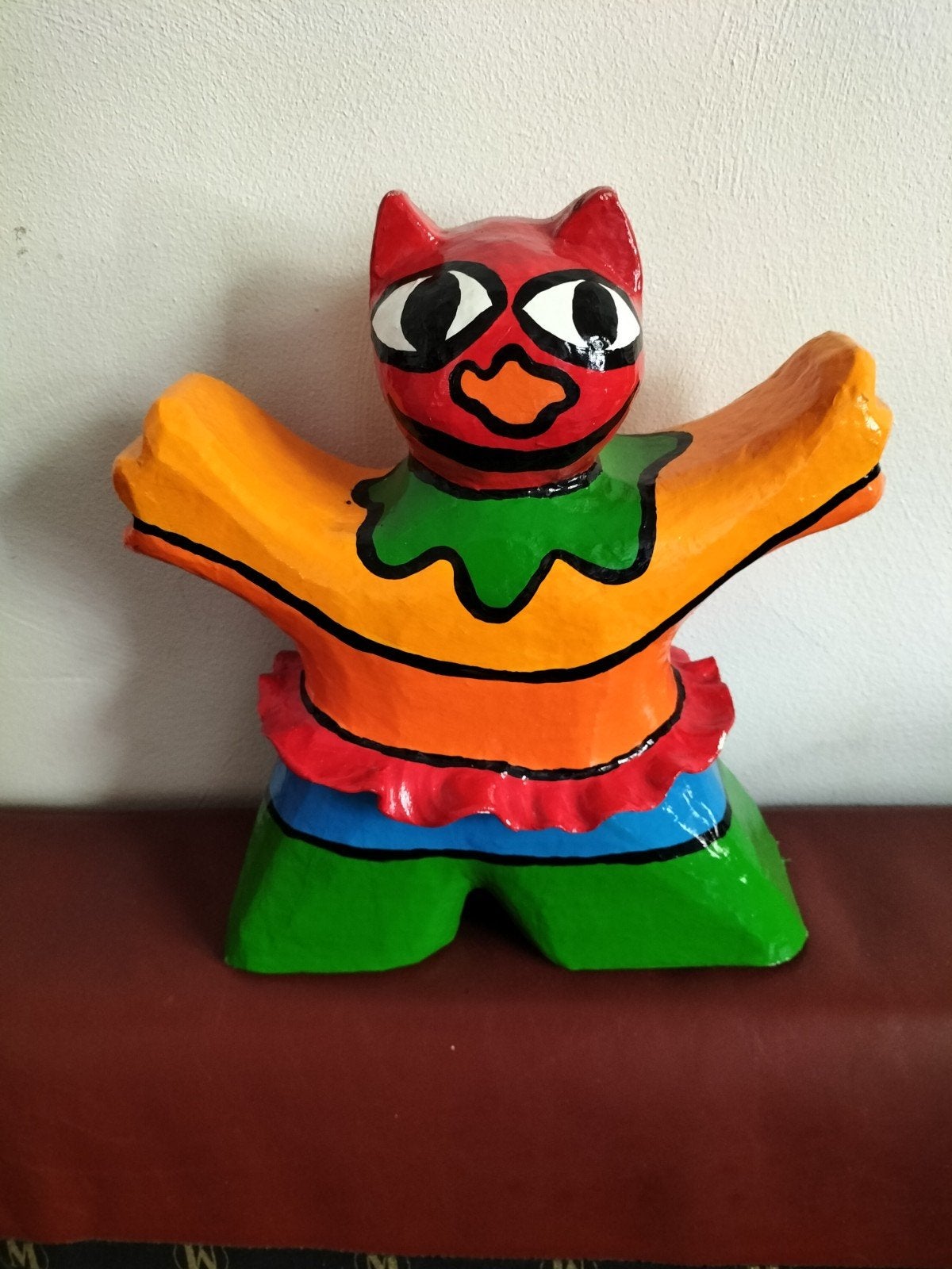 Vintage papier mache kleurrijke figuur, Ophalen of Verzenden