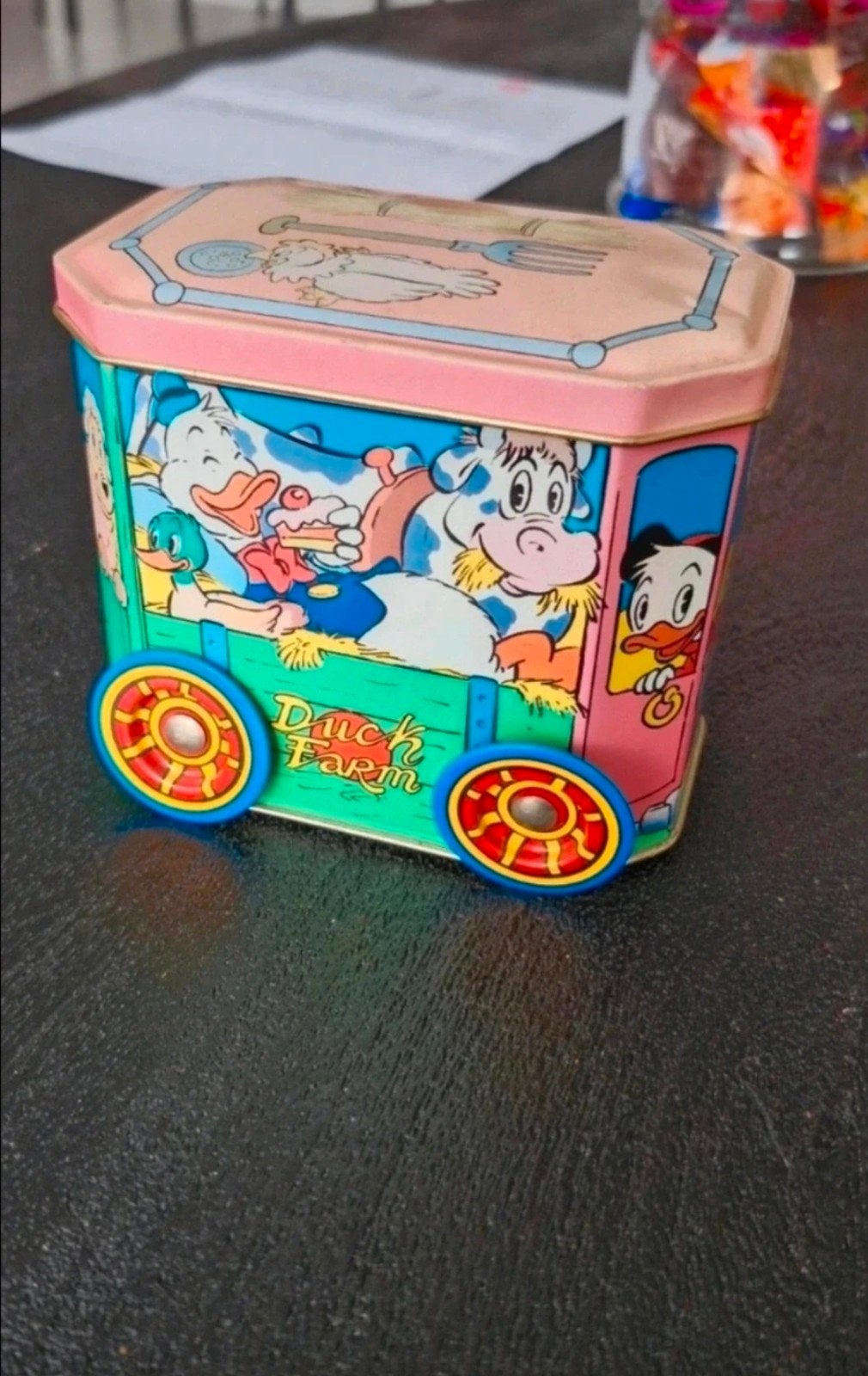 Vintage Disney Duck Farm Blik - Donald Duck & Vrienden, Verzamelen, Ophalen of Verzenden, Gebruikt