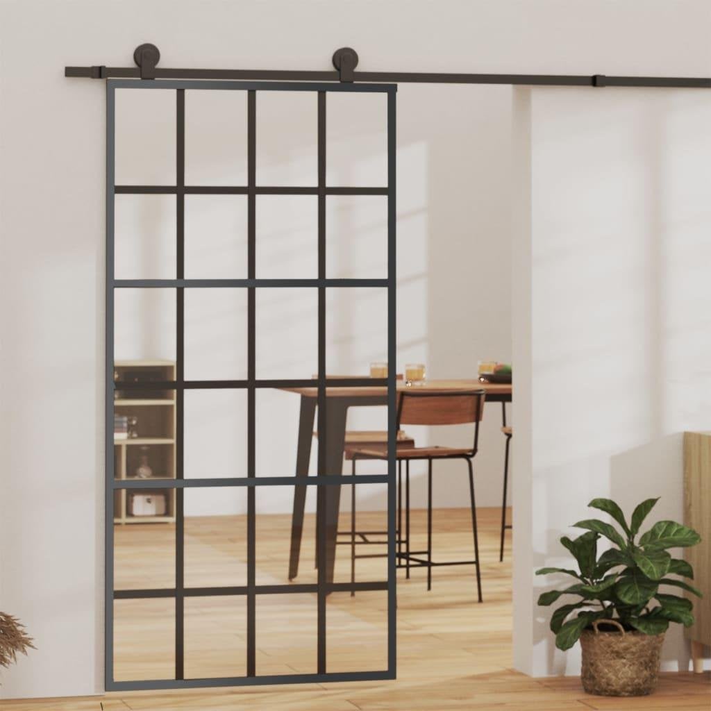 Schuifdeur 102 x 205 cm gehard glas zwart GRATIS BEZORGD!, Verzenden, 80 tot 120 cm, Overige typen, Nieuw