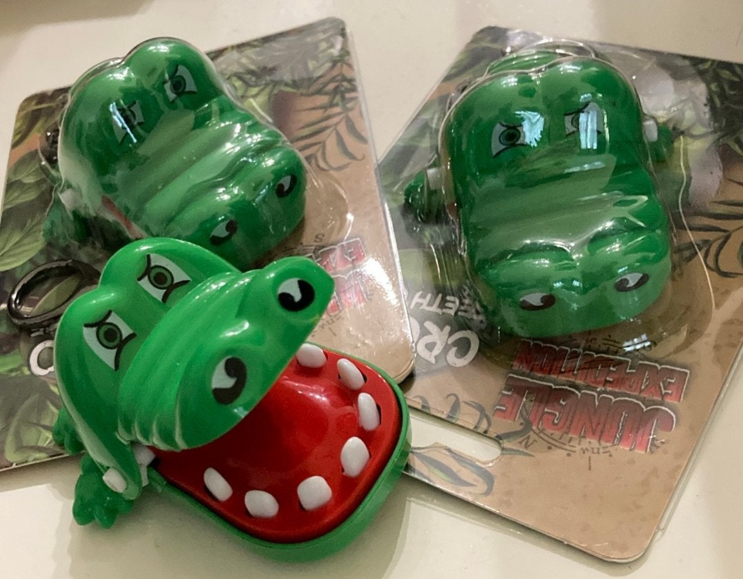 3 bijtende krokodillen mini, Ophalen, Zo goed als nieuw, Knuffel of Figuurtje