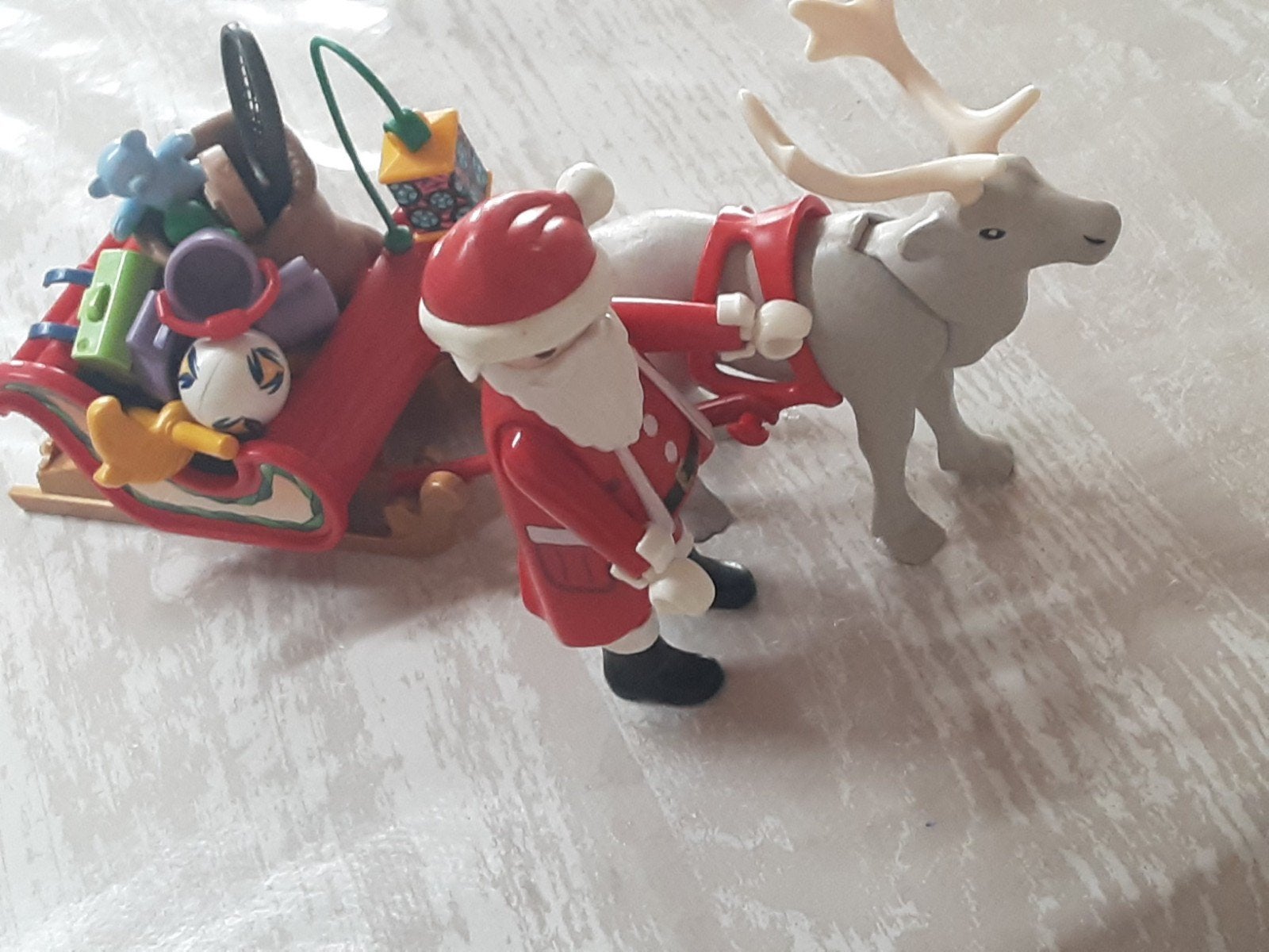 kerstman met slee en rendier, Complete set, Voertuig, Ophalen of Verzenden, Zo goed als nieuw