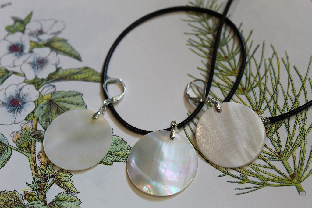 Sieradenset met echte schelp , parelmoer, Sieraden, Tassen en Uiterlijk, Kettingen, Nieuw, Overige materialen, Ophalen of Verzenden