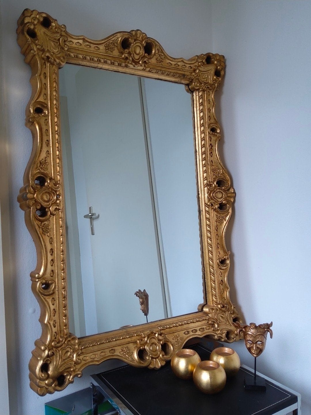Grote Gouden Barok Spiegel - Antieke Stijl, Antiek en Kunst, Antiek | Spiegels, Ophalen