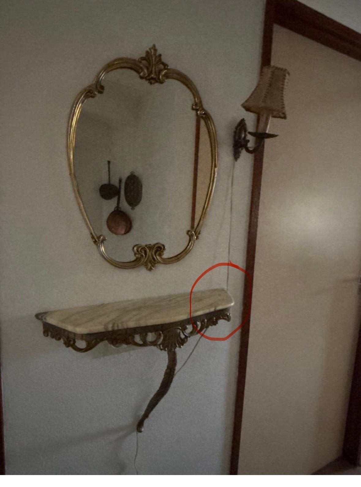 Antieke console tafel met spiegel - Marmeren blad beschadigd, Ophalen