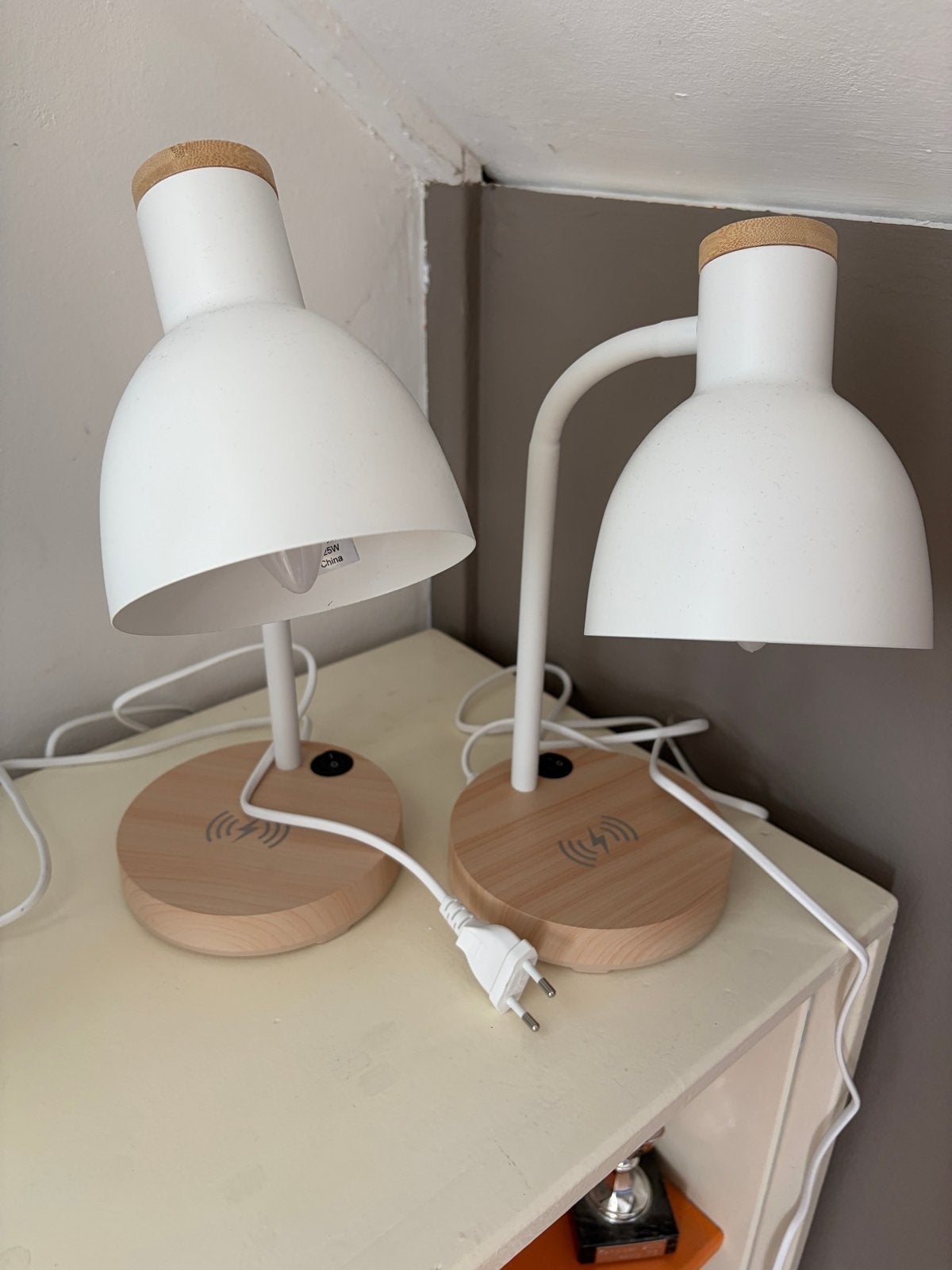 Schemerlamp/bedlamp met oplaadfunctie (set van 2), Ophalen, Zo goed als nieuw, Oplaadbaar, Wit